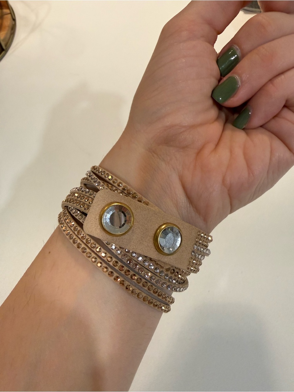 Swarovski Gold Crystal Multi-Row Wrap Bracelet - Picture 3 of 3